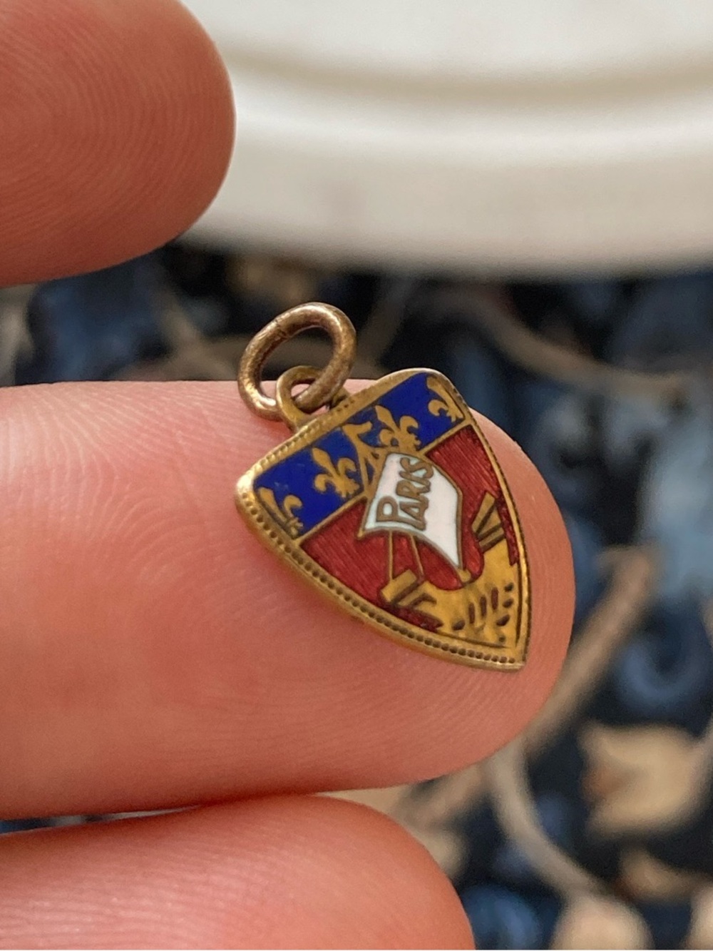 Antique/Vintage Paris Heraldry Enamel Shield Charm